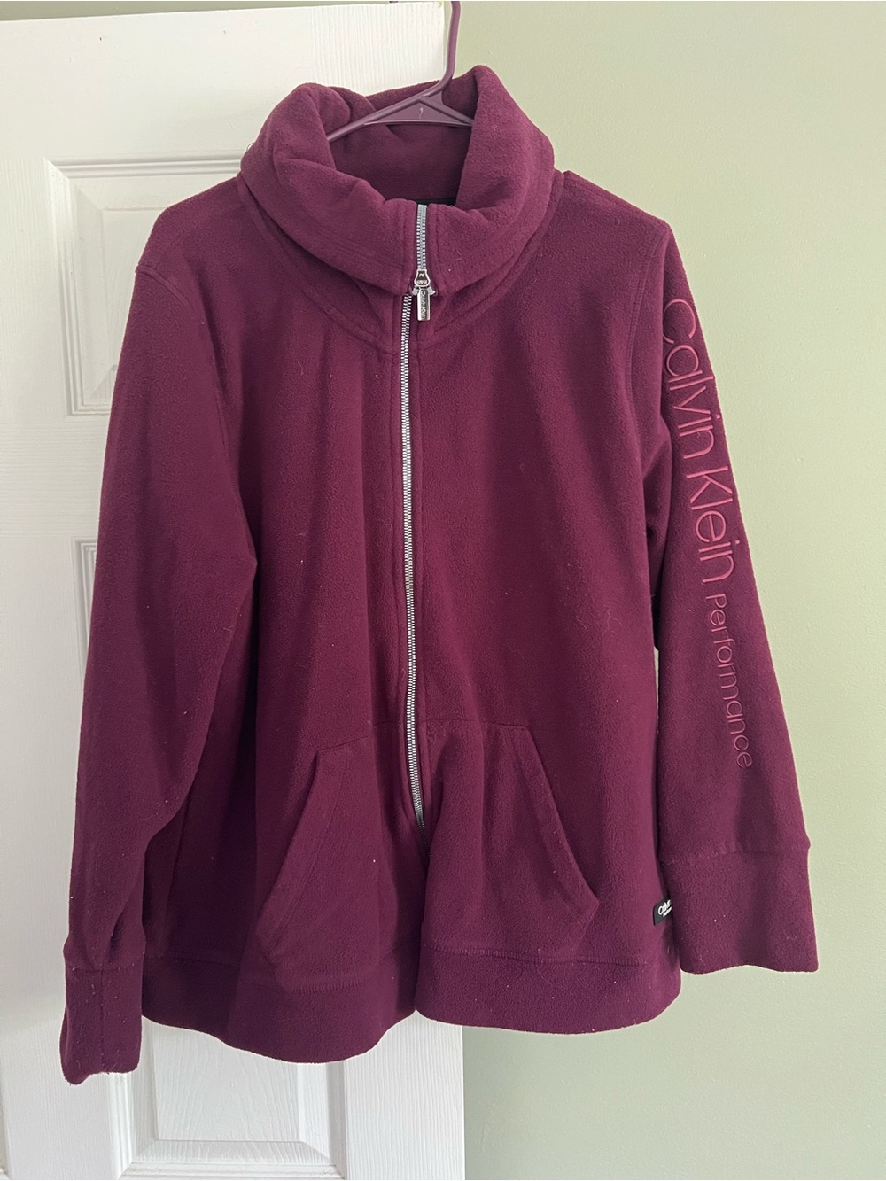 Calvin Klein Performance Plum cowl neck Zip-Up Fleece